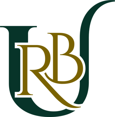 PT URB Berkah Global logo — a dark green letter U interlocked with a gold R and B monogram